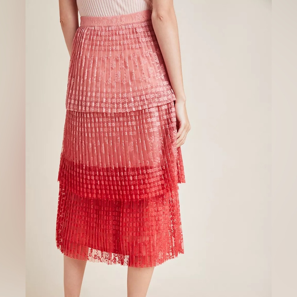 Anthropologie Maeve Brighton Pink Tiered Skirt‎ Sz. 6 - Picture 3 of 10